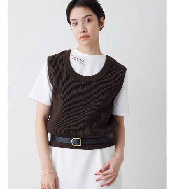 THE PAUSE「【THE PAUSE】両畦ノースリーブニット」|ニット・セーター|ブラウン