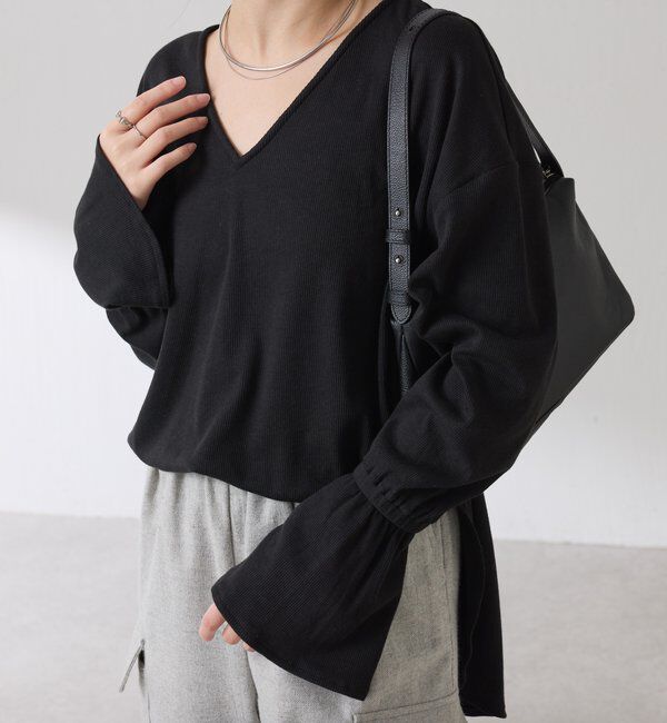  「Qanos 襟付きフリルロンT」|Tシャツ・カットソー|