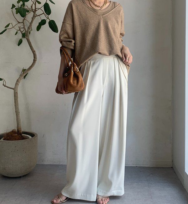  「【累計販売数3万枚突破/22色４サイズ展開！】タックワイドパンツ」|チノ|