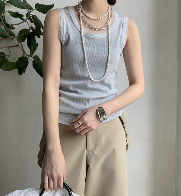  「ラメリブチュールタンク」|Tシャツ・カットソー|