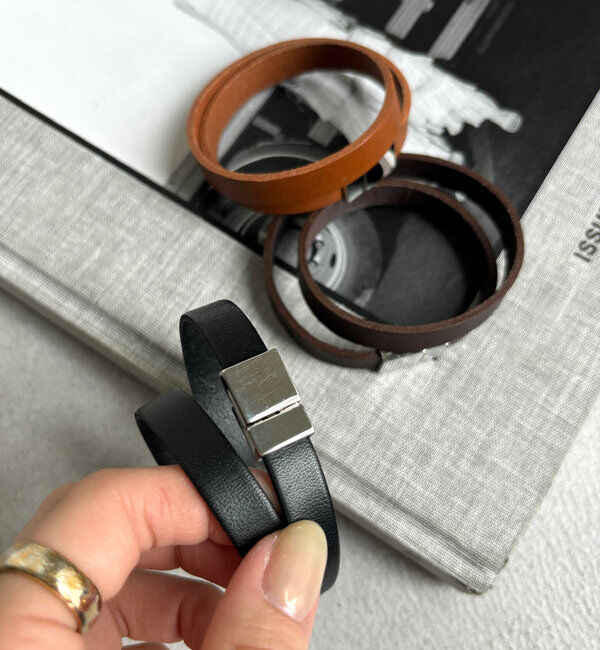  「マグネット留めレザーブレス」|その他|