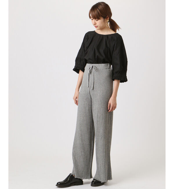  「【再入荷】裁ち切りリブニットパンツ」|チノ|