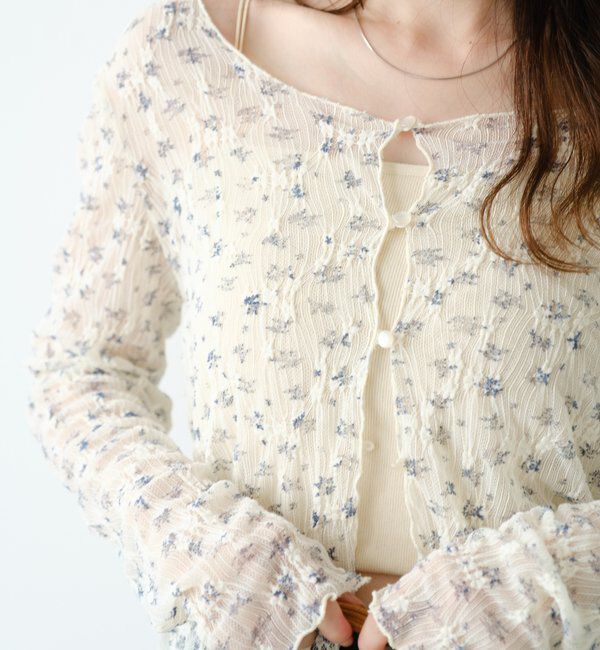  「【2WAY】シアーフラワーレースカーディガン」|カーディガン|