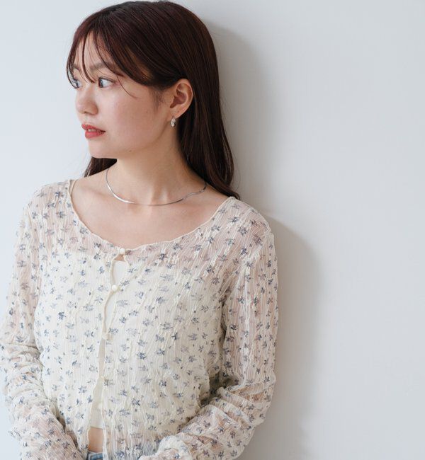  「【2WAY】シアーフラワーレースカーディガン」|カーディガン|