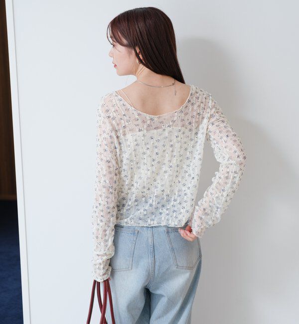  「【2WAY】シアーフラワーレースカーディガン」|カーディガン|