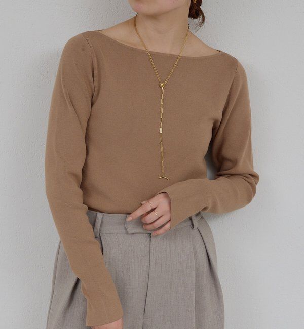  「ボートニットプルオーバー」|ニット・セーター|キャメル