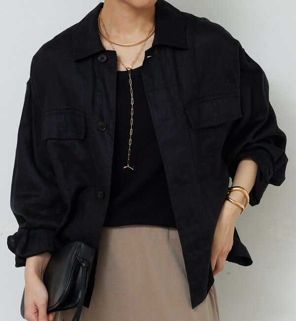  「リネンミリタリーシャツブルゾン」|ベスト・ジレ|