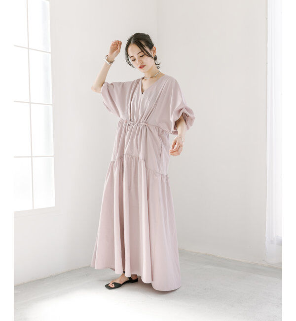  「【3サイズ展開】ドロストギャザーワンピース」|ワンピース|