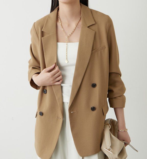  「麻調合繊ジャケット」|ベスト・ジレ|キャメル