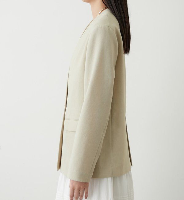  「麻調合繊ノーカラージャケット」|ベスト・ジレ|