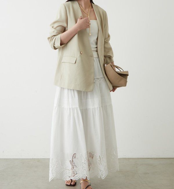  「麻調合繊ノーカラージャケット」|ベスト・ジレ|