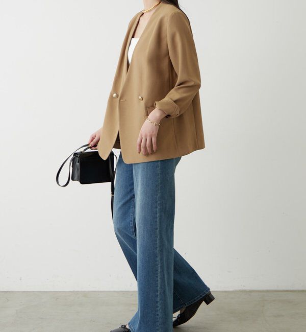  「麻調合繊ノーカラージャケット」|ベスト・ジレ|