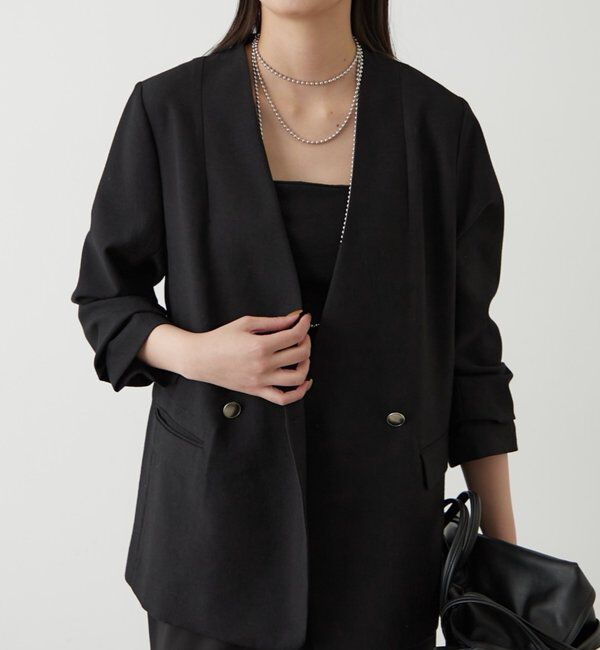  「麻調合繊ノーカラージャケット」|ベスト・ジレ|