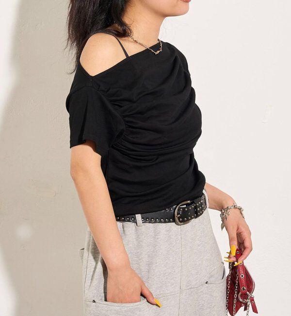  「ギャザーオフショル半袖トップス」|Tシャツ・カットソー|