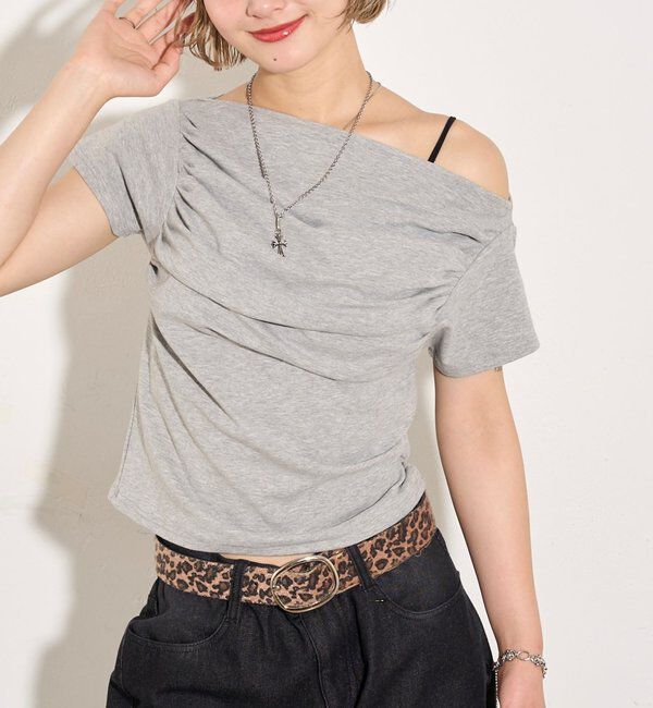  「ギャザーオフショル半袖トップス」|Tシャツ・カットソー|
