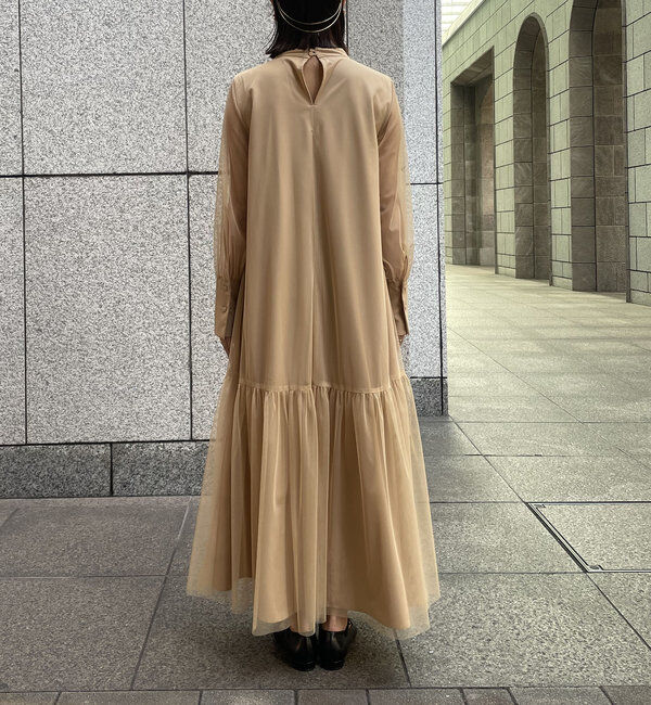  「【オケージョン】【サイズ展開あり】チュールハイネックワンピース」|ワンピース|