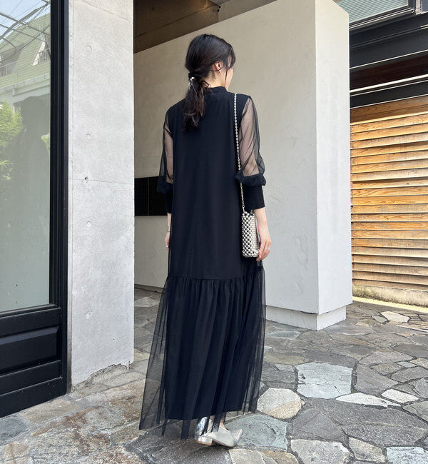  「【オケージョン】【サイズ展開あり】チュールハイネックワンピース」|ワンピース|