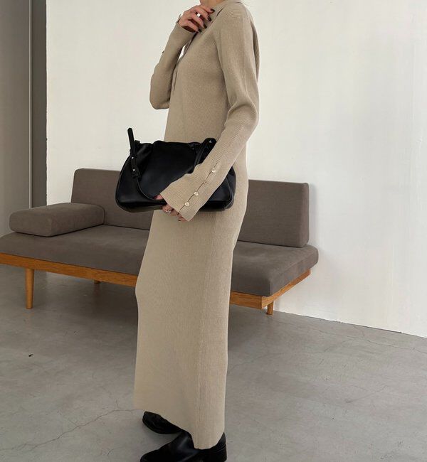  「【低身長サイズあり】襟ニットワンピース」|ワンピース|