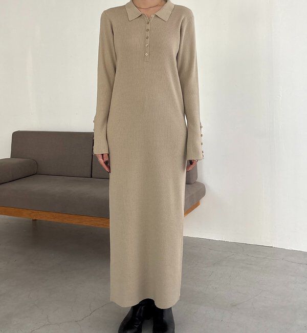  「【低身長サイズあり】襟ニットワンピース」|ワンピース|