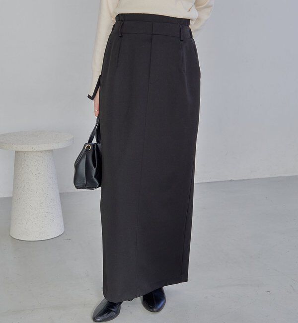  「【低身長サイズあり】Wウエストスカート」|スカート|ブラック