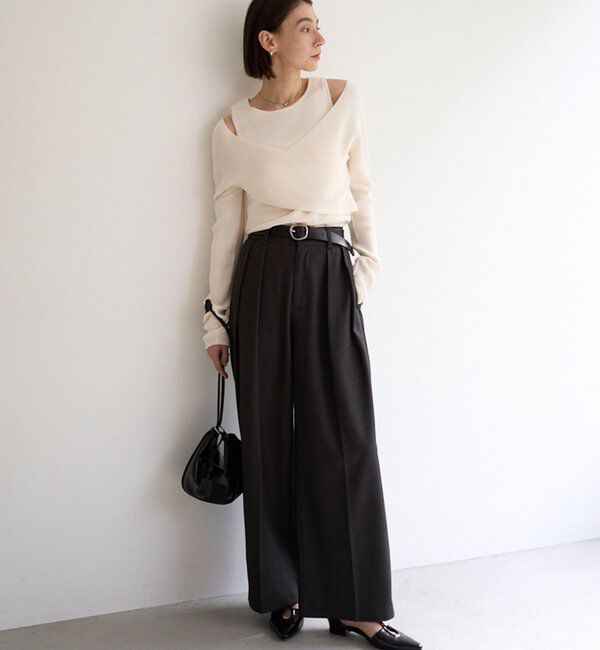  「オフショルクロスレイヤードニット」|ニット・セーター|