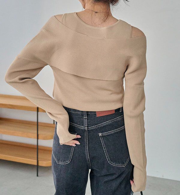  「オフショルクロスレイヤードニット」|ニット・セーター|