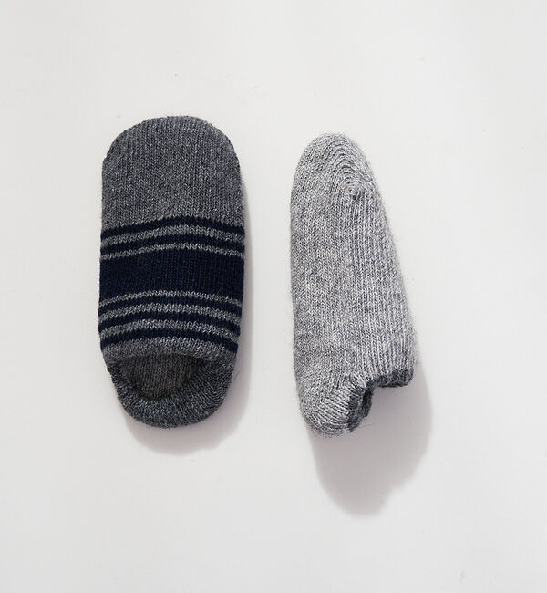 collex「【ecuvo,】別注　ボーダースリッポン　メンズ」|ソックス|ライトグレー