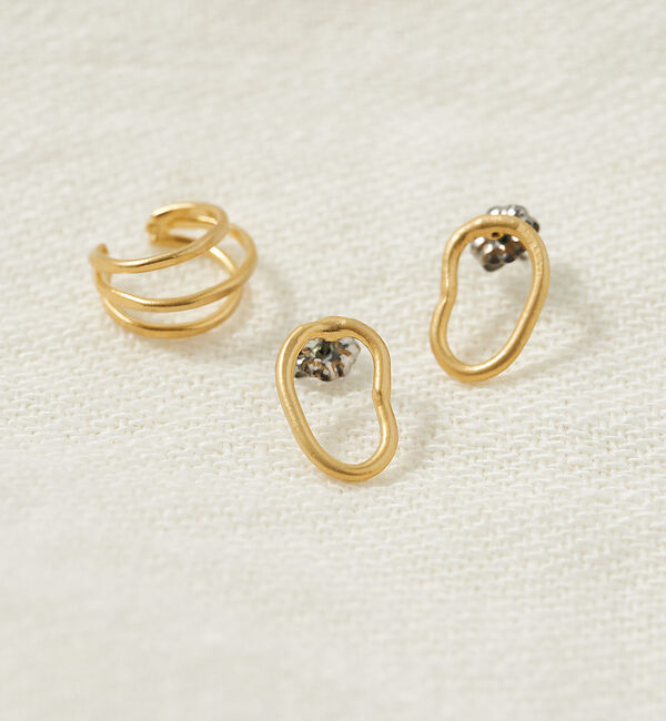 collex「【Ljud/ユード】ニュアンスピアス&3ラインイヤカフセット」|ピアス|ゴールド