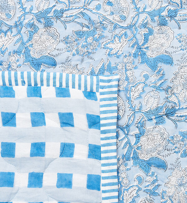 collex「【別注】ブロックプリント キルティング ブランケット 140&times;200cm」|ブランケット|