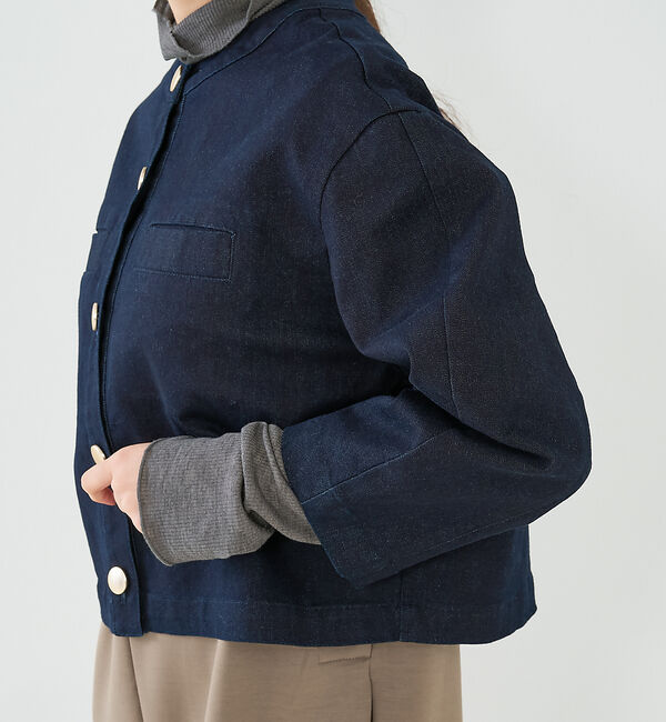 collex「ストレッチデニムジャケット」|ノーカラージャケット|
