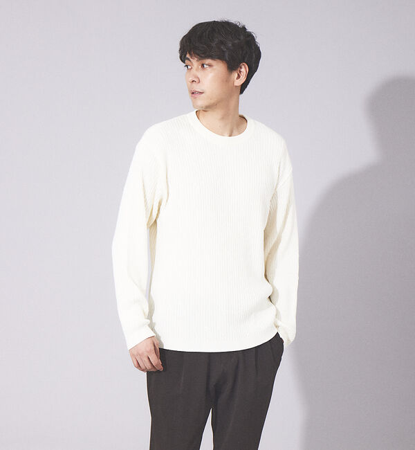 ABAHOUSE「【ウォッシャブル】リブニット プルオーバー」|ニット・セーター|ホワイト