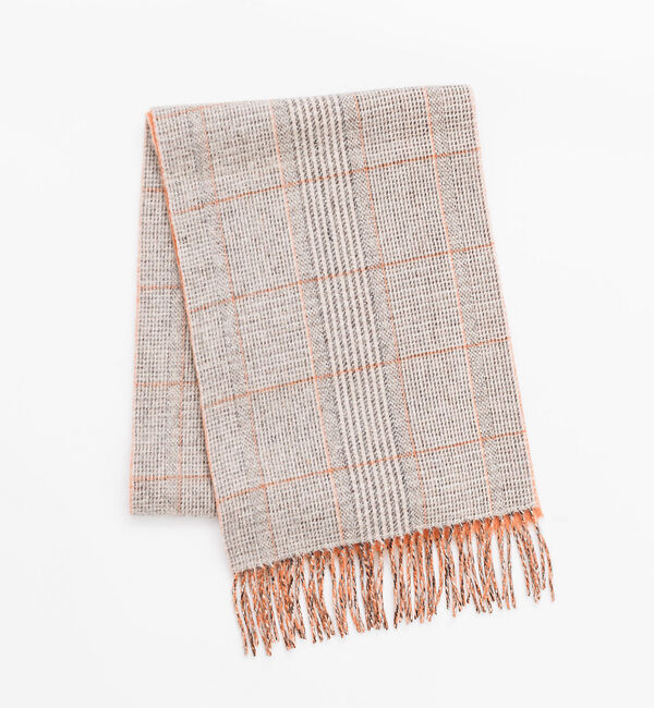 ABAHOUSE「【ウール&times;カシミヤ】細幅マフラー 30&times;170【ピンストライプ/チェック】」|マフラー|オレンジ