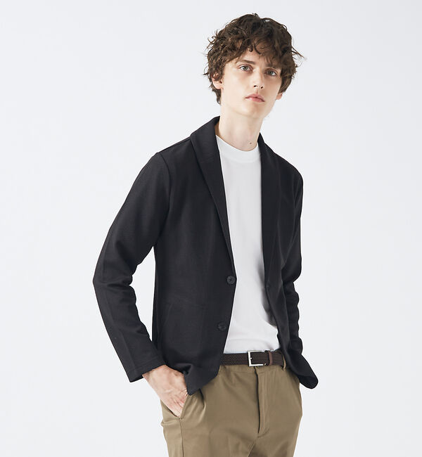 ABAHOUSE「ハニカムストレッチ ショールカラー ブルゾン」|その他|ブラック