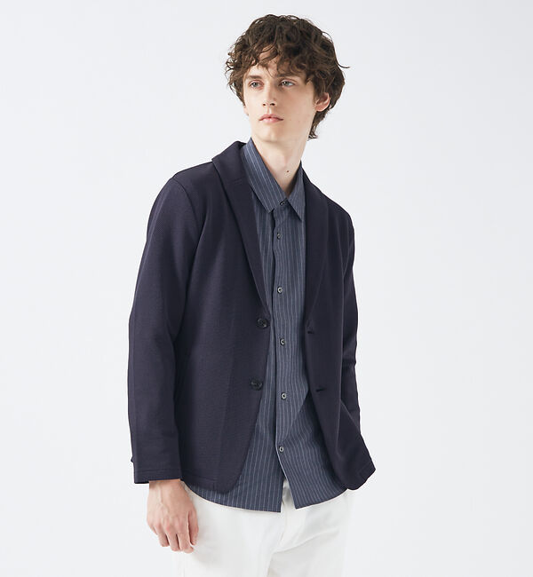 ABAHOUSE「ハニカムストレッチ ショールカラー ブルゾン」|その他|ネイビー