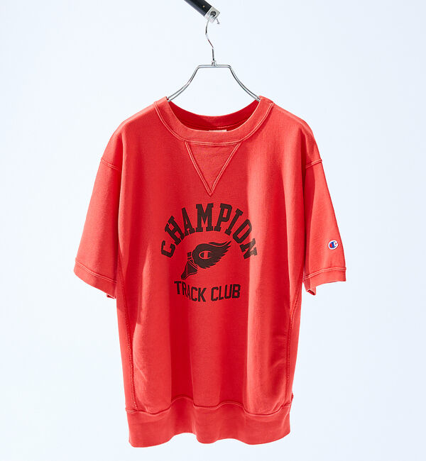 ABAHOUSE「【Champion】リバースウィーブ(R)ショートスリーブスウェットシャツ /」|Tシャツ・カットソー|レッド