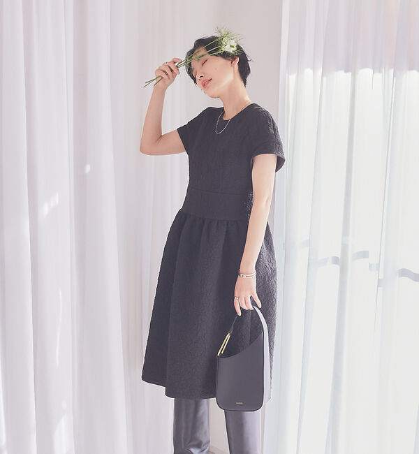 Rouge vif「【BELLE ROBE】ふくれジャガードワンピース」|ワンピース|ブラック