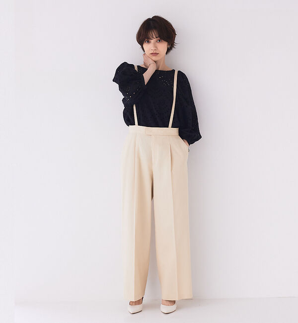 Rouge vif「コットンツィルサスペンダーパンツ」|オールインワン|アイボリー