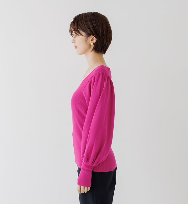 Rouge vif「パフスリーブスクエアネックニット」|ニット・セーター|