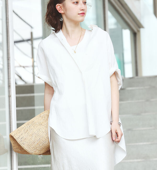 Rouge vif「麻混変形シャツ」|シャツ・ブラウス|ホワイト