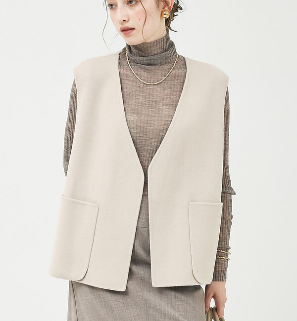 Rouge vif「リバービーバージレ」|ベスト・ジレ|ベージュ