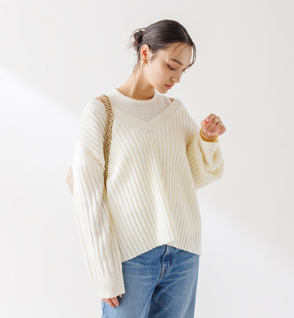 Rouge vif「Vネックリブニット アンサンブル」|ニット・セーター|