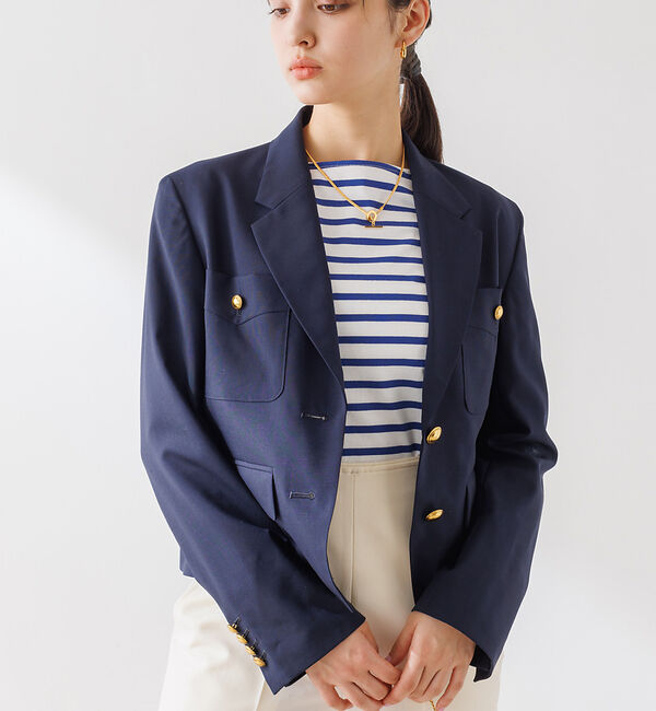 Rouge vif「【セットアップ対応】 シングルショートジャケット」|テーラードジャケット|ネイビー
