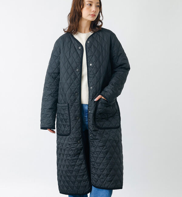 Rouge vif「【BARBOUR/バブアー】ROUND COLLAR QUILT / キルティン」|ノーカラーコート|ブラック