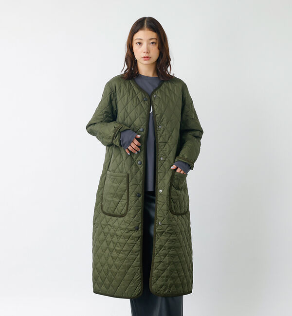 Rouge vif「【BARBOUR/バブアー】ROUND COLLAR QUILT / キルティン」|ノーカラーコート|