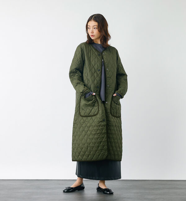 Rouge vif「【BARBOUR/バブアー】ROUND COLLAR QUILT / キルティン」|ノーカラーコート|