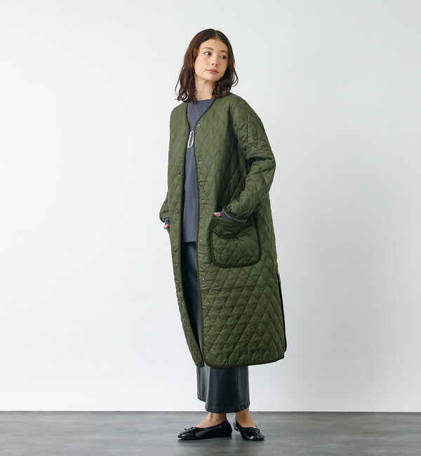 Rouge vif「【BARBOUR/バブアー】ROUND COLLAR QUILT / キルティン」|ノーカラーコート|