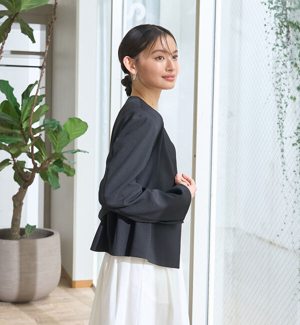 Rouge vif「【セットアップ対応】ベルトノーカラーライトジャケット」|ノーカラージャケット|