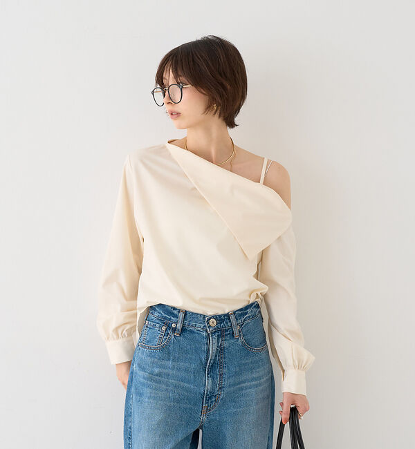 Rouge vif「【新色登場】【一部店舗限定】アシメオフショルブラウス」|シャツ・ブラウス|