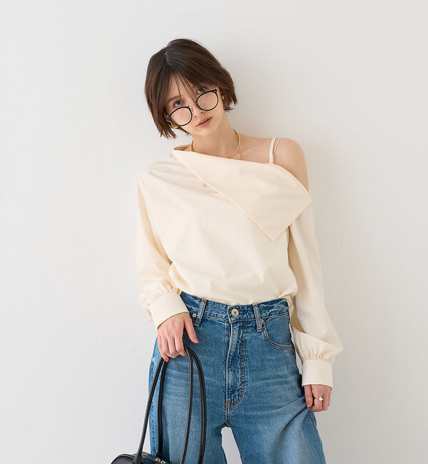Rouge vif「【新色登場】【一部店舗限定】アシメオフショルブラウス」|シャツ・ブラウス|