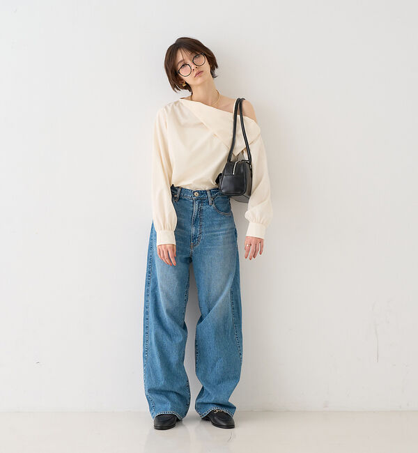 Rouge vif「【新色登場】【一部店舗限定】アシメオフショルブラウス」|シャツ・ブラウス|